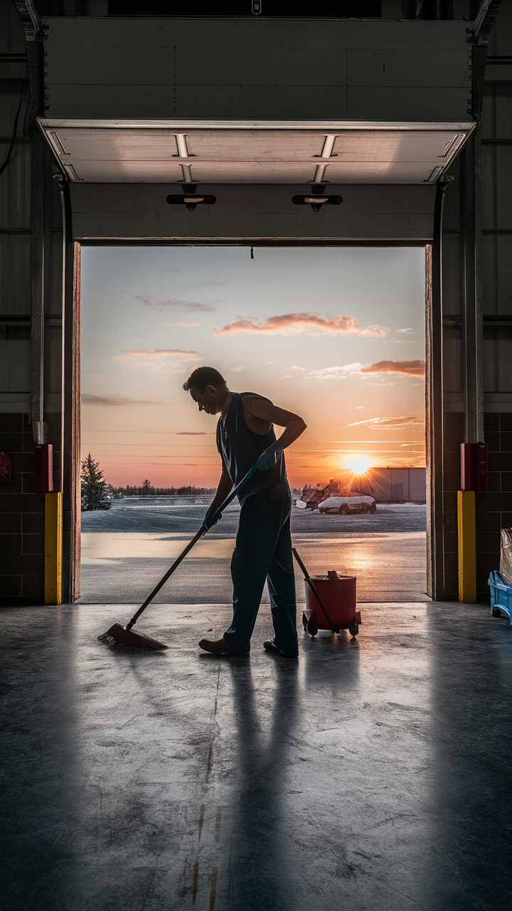 Shop Cleaning sweeping being done in Grande Prairie